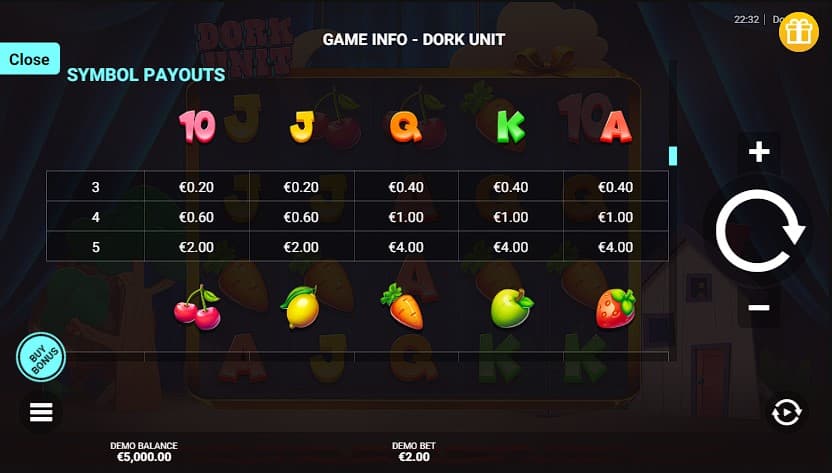 Step by step instructions for playing Dork Unit slot