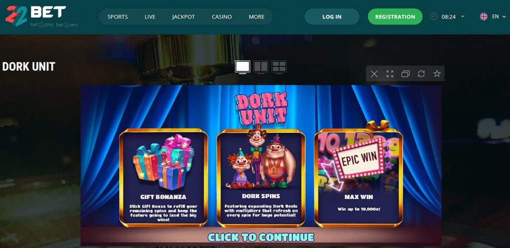 Play Dork Unit Slot Machine at 22Bet Casino 