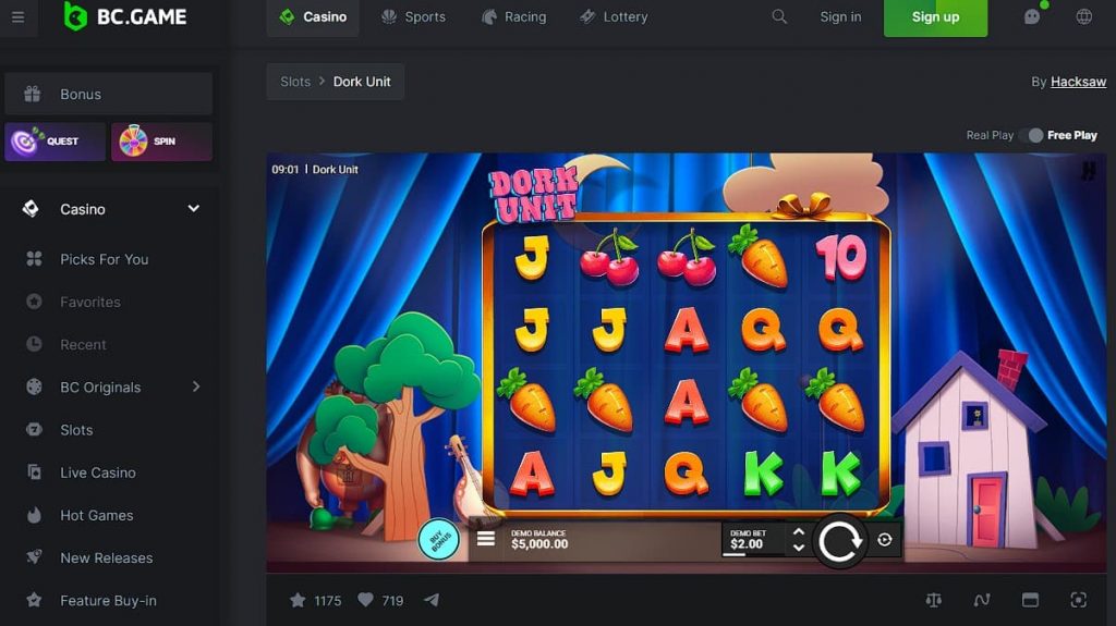 Play Dork Unit Slot Machine at BC.GAME Online Casino 