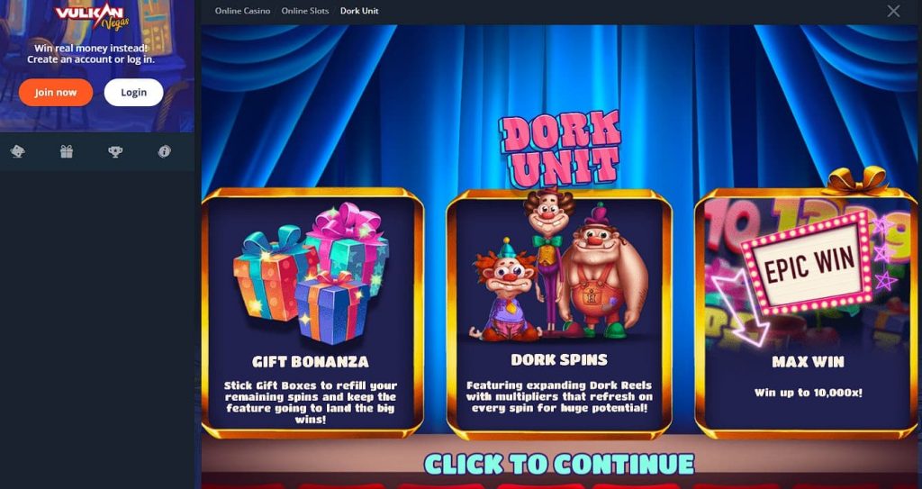 Play Dork Unit Slot Machine at Vulkan Vegas Casino Online